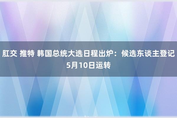 肛交 推特 韩国总统大选日程出炉：候选东谈主登记5月10日运转