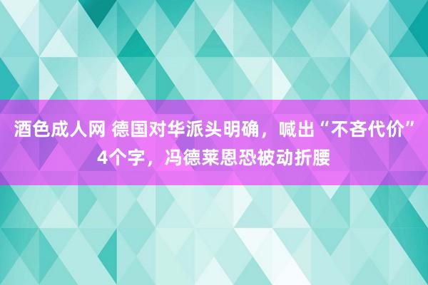 酒色成人网 德国对华派头明确，喊出“不吝代价”4个字，冯德莱恩恐被动折腰