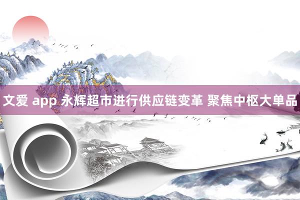 文爱 app 永辉超市进行供应链变革 聚焦中枢大单品