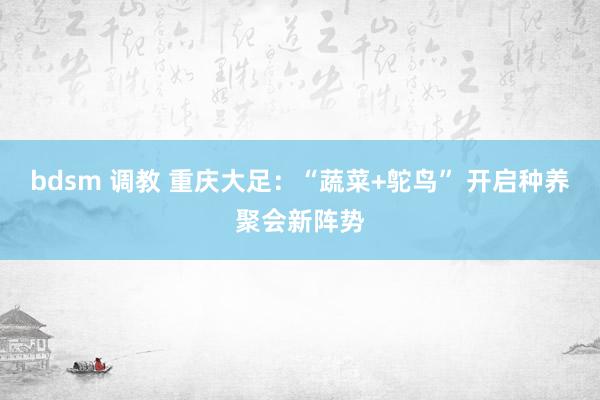 bdsm 调教 重庆大足：“蔬菜+鸵鸟” 开启种养聚会新阵势