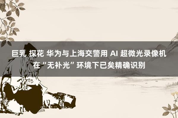 巨乳 探花 华为与上海交警用 AI 超微光录像机在“无补光”环境下已矣精确识别