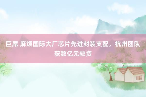 巨屌 麻烦国际大厂芯片先进封装支配，杭州团队获数亿元融资